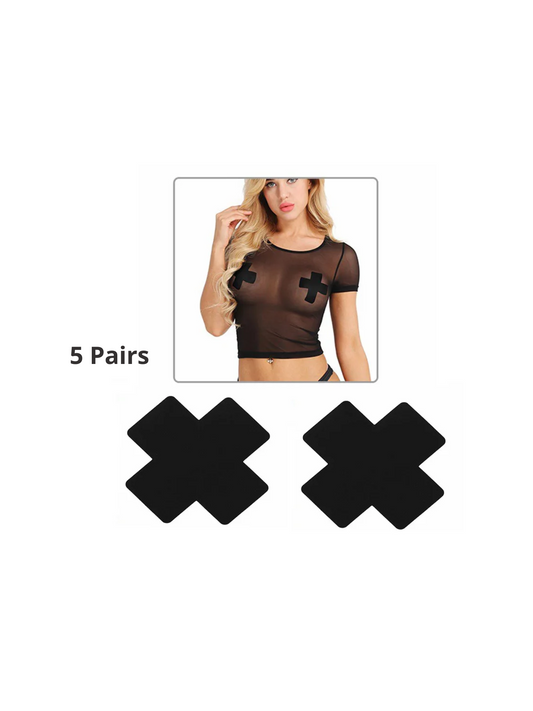 5 Pairs Black Cross Shape Nipple Covers