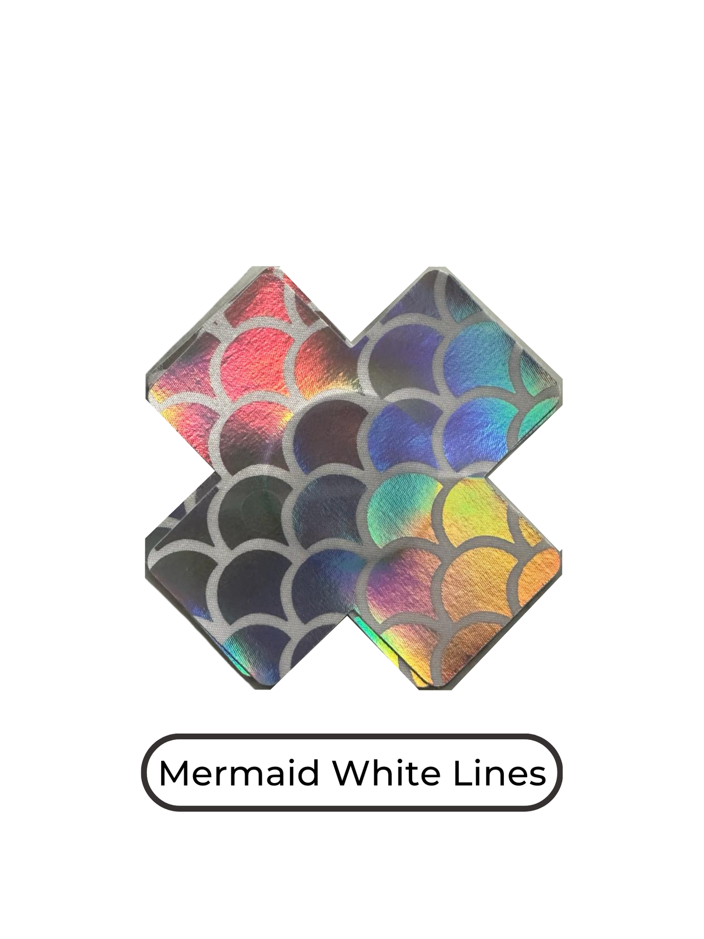 Cross shape mermaid white lines nipple covers, mermaid white lines nipple pasties, mermaid white lines nipple tassels