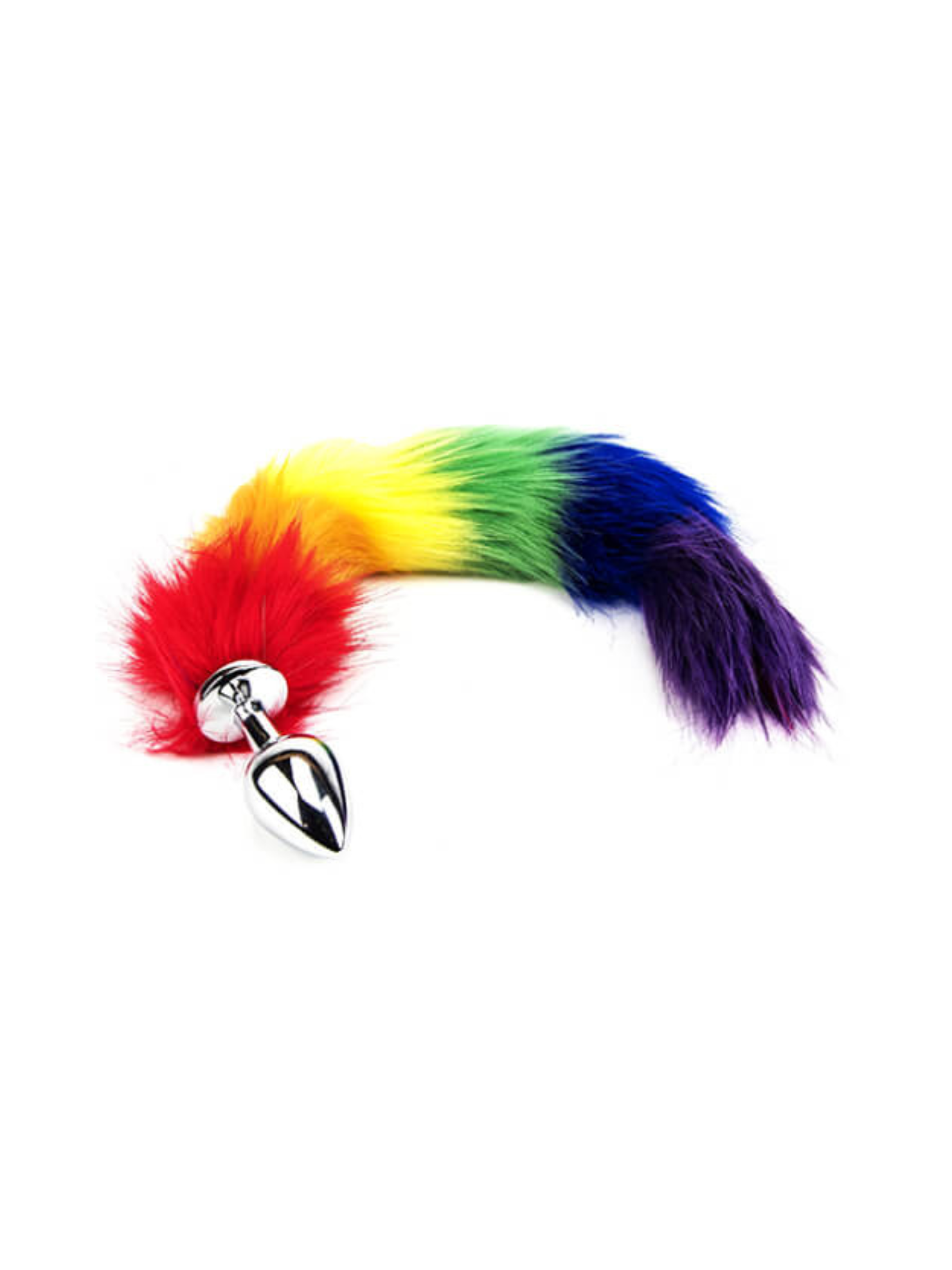 Furry Fantasy Rainbow Tail with Metal Butt Plug, Anal Sex Toys Pride Anal toy