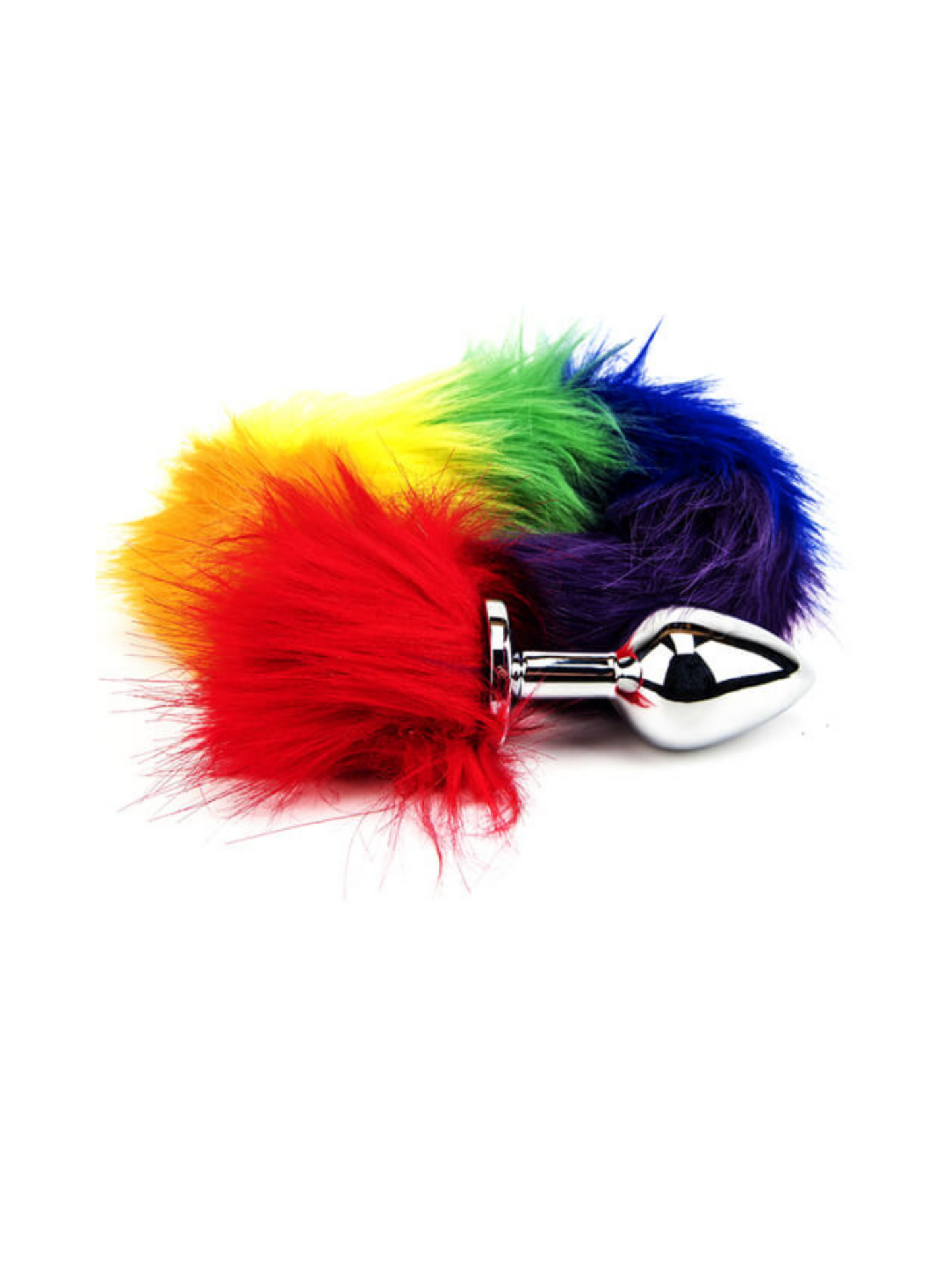 Furry Fantasy Rainbow Tail with Metal Butt Plug, Anal Sex Toys Pride Anal toy