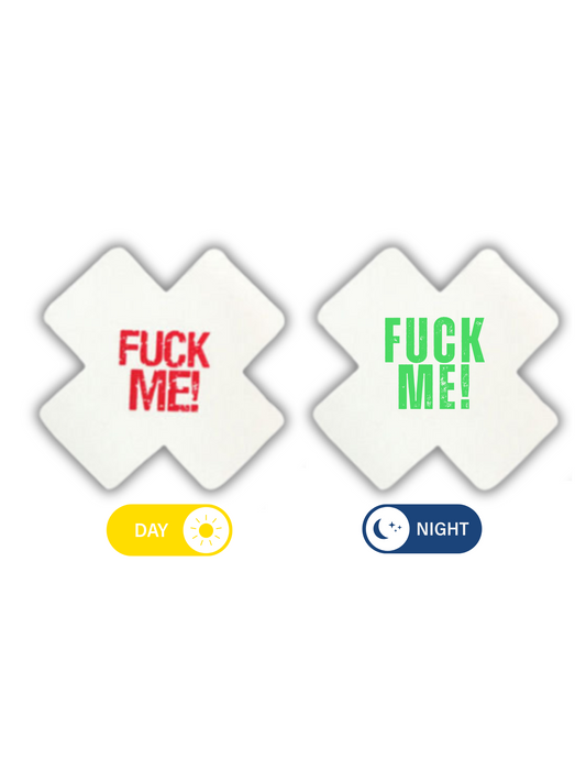 Glow-in-the-Dark White Nipple Pasties – Day & Night View – Sexy & Playful