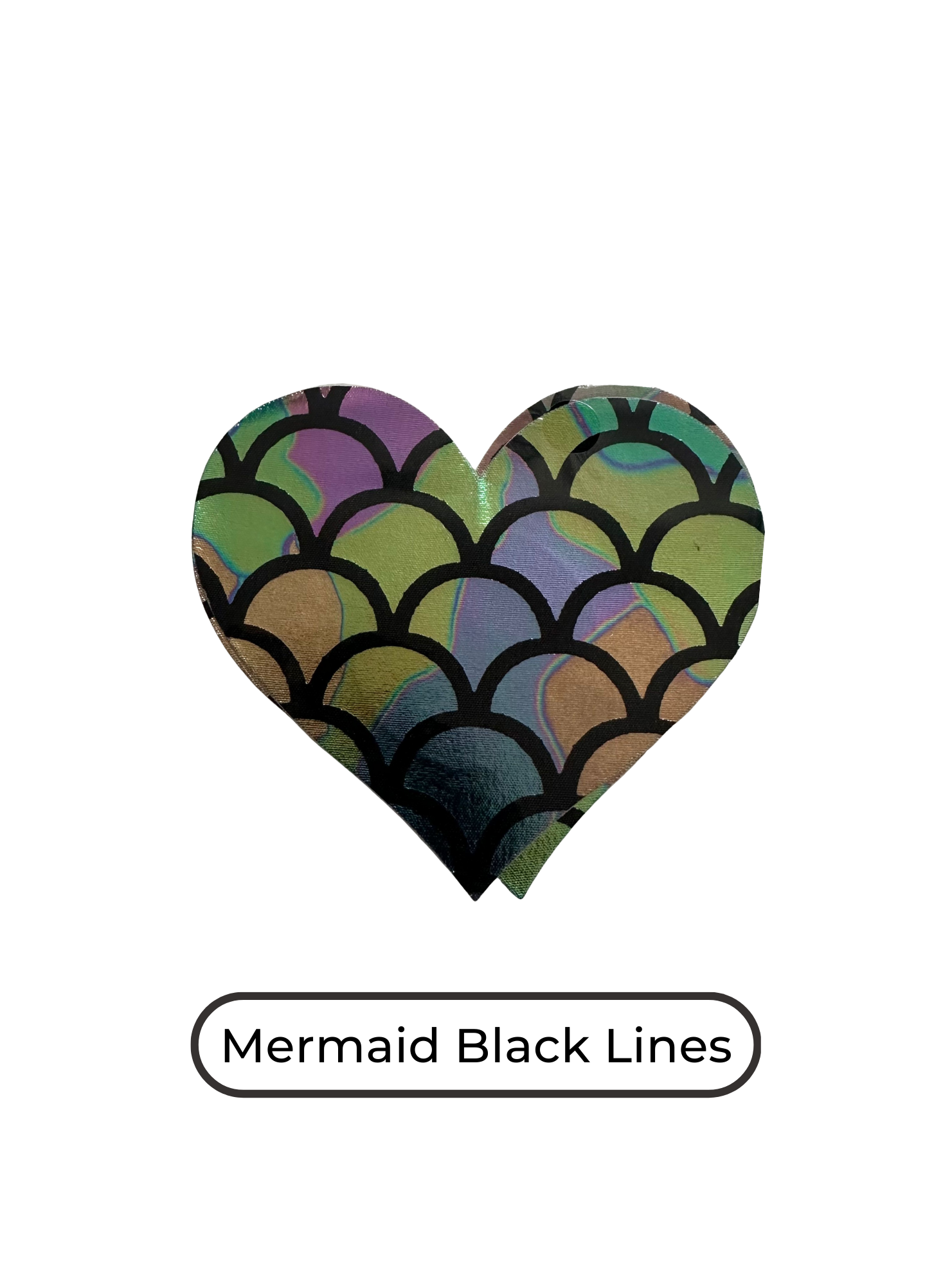 Heart shape mermaid black lines nipple covers, mermaid black lines nipple pasties, mermaid black lines nipple tassels