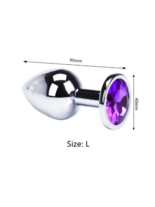  Stainless Steel Exercise Anal Plug with Crystal Diamonds (Purple) Suitable for Men and Women's Games