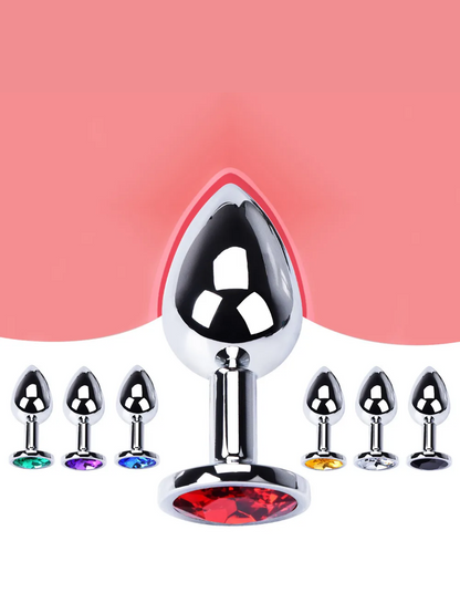  Stainless Steel Exercise Anal Plug with Crystal Diamonds (Purple) Suitable for Men and Women's Games