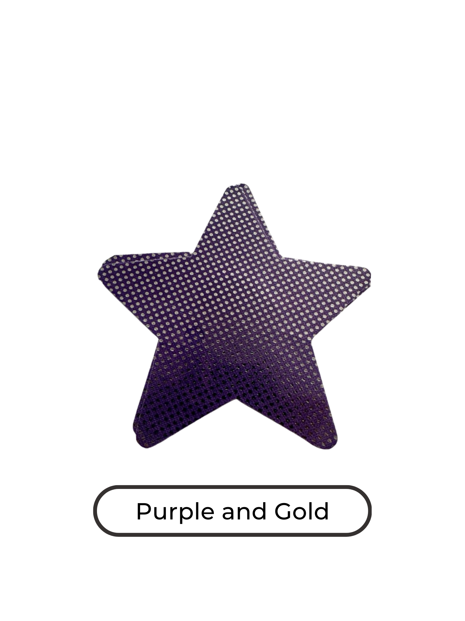 Star shape purple and gold nipple covers, purple and gold star shape nipple pasties, purple and gold star shape nipple tassels