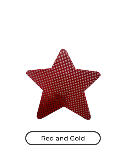 Star shape red and gold nipple covers, red and gold star shape nipple pasties, red and gold star shape nipple tassels