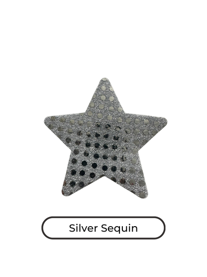 Star shape silver sequin nipple covers, silver sequin star shape nipple pasties, silver sequin star shape nipple tassels