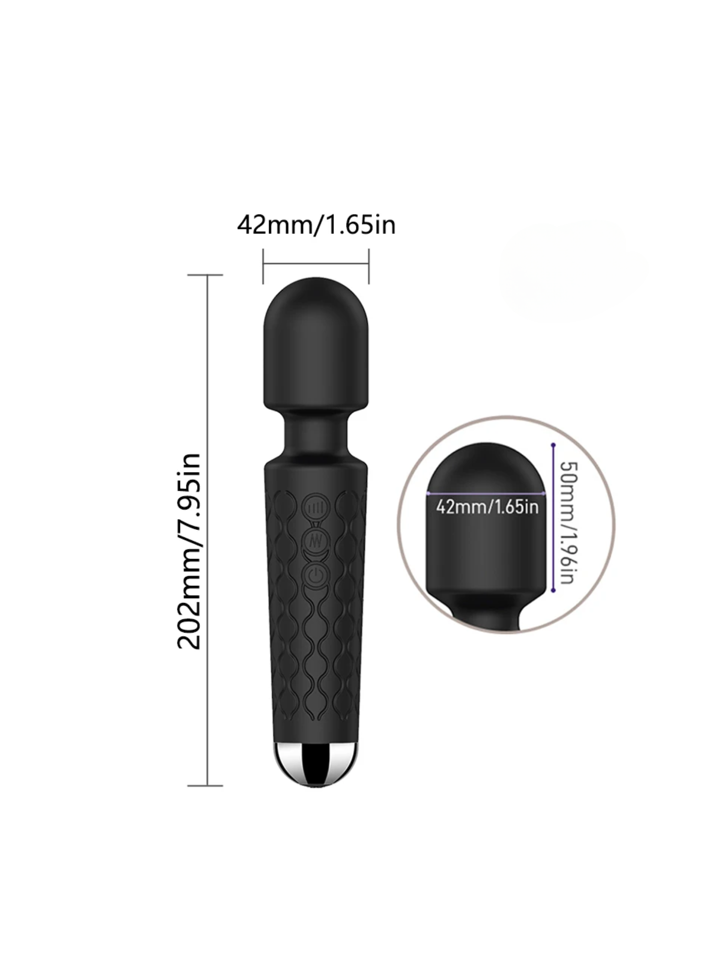 Silicone black wand vibrator 20 diverse functions.