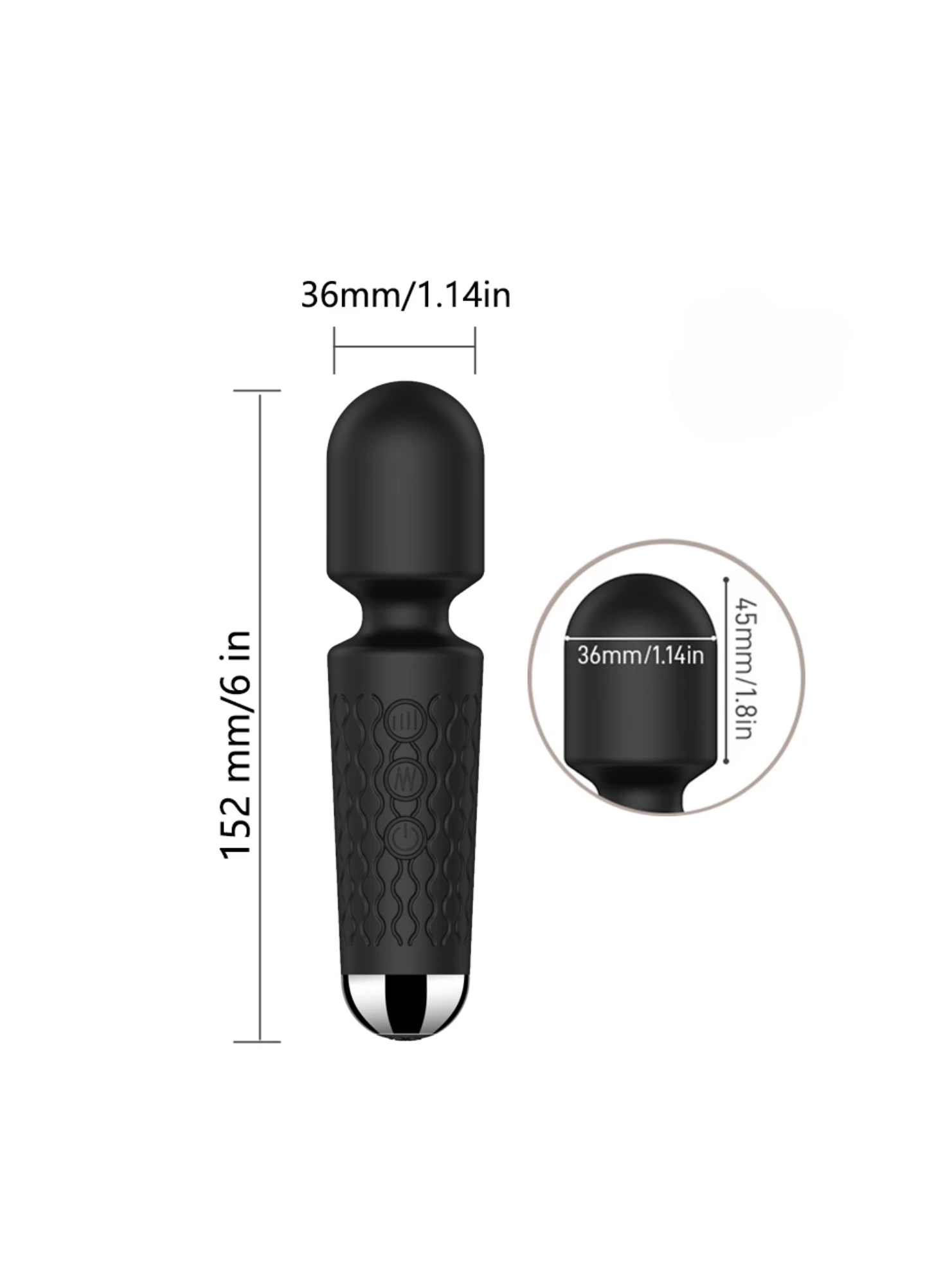 Black wand vibrator with a luxurious silicone finish and 20 diverse functions.